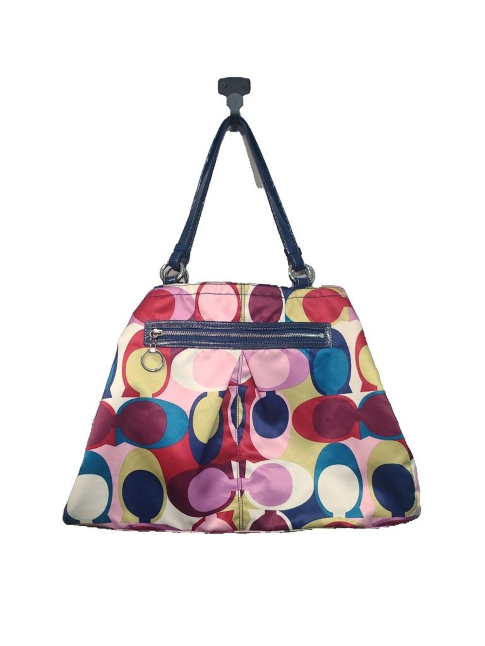 Coach Signature Toto Tote Multi-Color Blue Handles